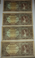 4 db Százezer pengő 1945,sérült