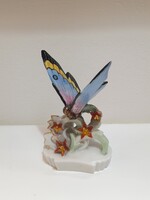 Antik német porcelán pillangó, 9 x 6 x 3,5 cm, sérült