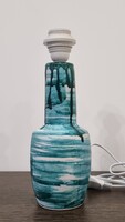 Artistic ceramic table lamp with dripping turquoise glaze - 1970s