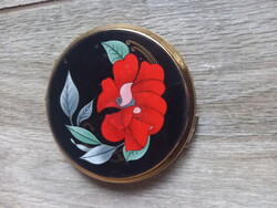 Csodás régi rézházas Stratton tükrös pudrié (púderes doboz, 8x8,2 cm)