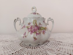 Régi M Z. Austria porcelán cukortartó ibolya mintás bonbonier