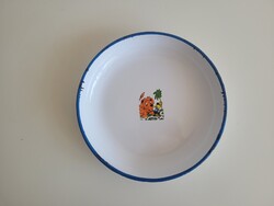Régi retro 27 cm Bonyhádi zománcos mesemintás tál zománcozott tálca oroszlán mintás