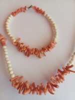 Antik korall és csont szett