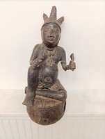 Ancient African Statue with Patina, Heavy Benin Bronze Warrior Hunter Benin 788 9429