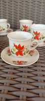 Zsolnay porcelán mikulásvirágos 6 db-os kávés készlet