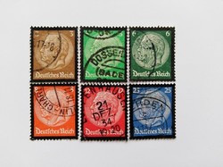 Dr548-53p / Deutsches Reich 1934 Hindenburg gyász bélyegsor pecsételt