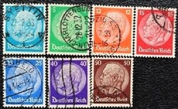 Dr467-73p / Deutsches Reich 1932 Hindenburg medál bélyegsor pecsételt