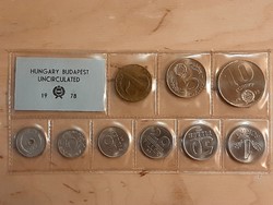 Magyar pénzforgalmi sorozat 1978 originált tokban ritka 1 és 10 forintos