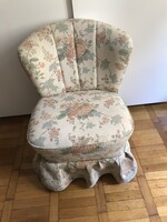 2 Club armchairs with fan backs and skirts without armrests