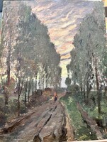 Béla Déry (1868-1932): Evening in the Avenue, July 1909
