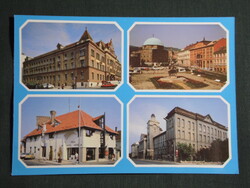 Képeslap,Pécs,mozaik,Széchenyi tér,Posta,Főnix étterem hotel,Jogi egyetem látkép,részletek, 1986-