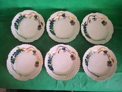 Különleges, minőségi Hollóházi porcelán tányérok 6 db, VSQP, Máriatövis