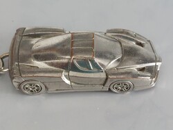Original Enzo Ferrari Silver-colored Chrome Metal Keychain, based on Ferrari logo, circa 2000s
