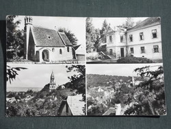 Képeslap,Sopronbánfalva,mozaik,Mária Magdolna templom,utca látkép,részlet, 1963-