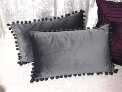 2 db szürke bársony díszpárnahuzat
