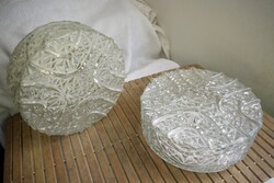 Fali , mennyezeti lámpa , retro korong üveg búra , fém lámpatest Szarvasi , 29 x 12 cm x2db. pár