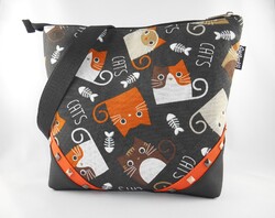 CactusKA fekete cicás oldaltáska / crossbody
