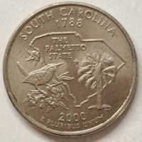 2000.  South Carolina  emlék USA negyed dollár " Szövetségi Államok" sorozat (239)