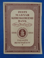 1941 Pesti Magyar Kereskedelmi bank Takarék Betétkönyv