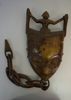 Kézzel faragott tradicionális afrikai fa maszk, fali dísz-A003