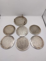 VINTAGE EZÜSTÖZÖTT POHÁR ALÁTÉT SZETT TÁROLÓJÁBAN,9cm. 8283