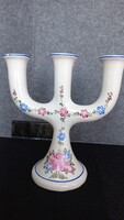 Vintage kerámia háromágú (Rosa Ljung) svéd gyertyatartó, kézi festésű