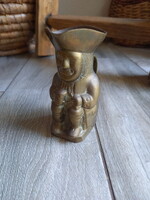 Érdekes régi réz kiöntő (Toby Jug, 12x9x6 cm)