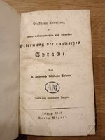 Angol nyelvkönyv, 1841-ből, gótbetűs könyv, kemény papír kötésben, bőr gerinccel, korabeli tankönyv