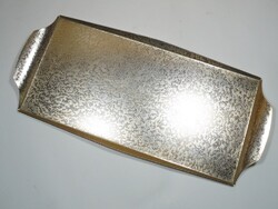 Retro old aluminum tray with gold color, metal serving tray