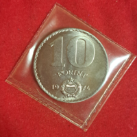 10 forint 1974. 50001 darab készült!  Forgalmi sorból! Verdefényes UNC (776)