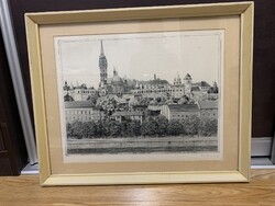 Rékassy Csaba (1937-1989): Buda víziváros 1972 rézkarc, Művészileg ellenőrizve, képcsarnokos keret