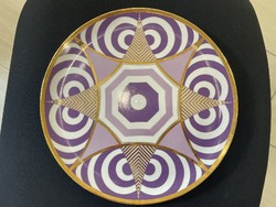 Hollóházi Szász Endre falitányér porcelán tányér dísztál geometrikus stúdió mdern retro mid century