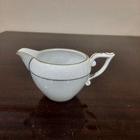 Herendi White Gold Border Porcelain Milk Jug, Creamer, Pitcher