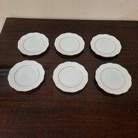 6 db Herendi fehér arany szegélyes porcelán süteményes, desszertes tányér készlet