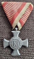 Ferenc József. K.u.K. Vas érdemkereszt 1916  kitüntetés . Eredeti szalag  ! F2026