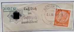 ZA561.5  Náci propaganda bélyegzés levélkivágáson  Lass Dich im Luftschutz ausbilden 1939
