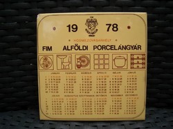 Alföldi Porcelángyár Hódmezővásárhely 1978 csempe naptár