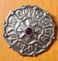 Ezüst bross, állatövi jegyekkel. Zodiákus bross