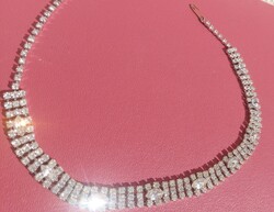 Régi, retro csillogó strassz nyakék, nyaklánc, choker Teljes hossz 41 cm, 12 mm széles