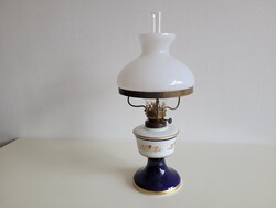 Régi Echt Kobalt porcelán petróleum lámpa lüszter búrás