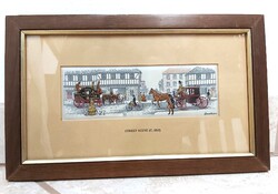Beautiful silk picture - an 1842 London street scene - cash's woven pictures