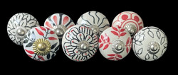 S8-013 Vintage stílusú porcelán bútorgomb szett (8 db-os)