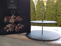 Fekete természetes pala emeletes süteményes kínáló, angol M&S