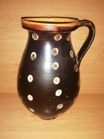 Antik mázas pöttyös szilke köcsög - 26 cm magas