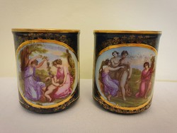 Old antique Austrian Alt Wien scene mug 2 pcs