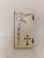 Antik francia nyelvű biblia szövegek Keresztény vallásos csattos könyv 220 9583