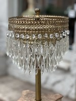 Painted Terracotta Greek-Style Column Table Lamp with Strass Decorations