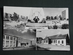 Képeslap,Százhalombatta,mozaik,múzeum,lakótelep,iskola,emlékmű látkép,részlet 1979-
