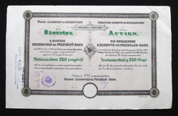 Magyar Leszámitoló- és Pénzváltó Bank részvény 5x50 pengő 1926