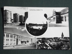 Képeslap,Százhalombatta,mozaik,múzeum,lakótelep,iskola,Duna látkép,részlet 1979-